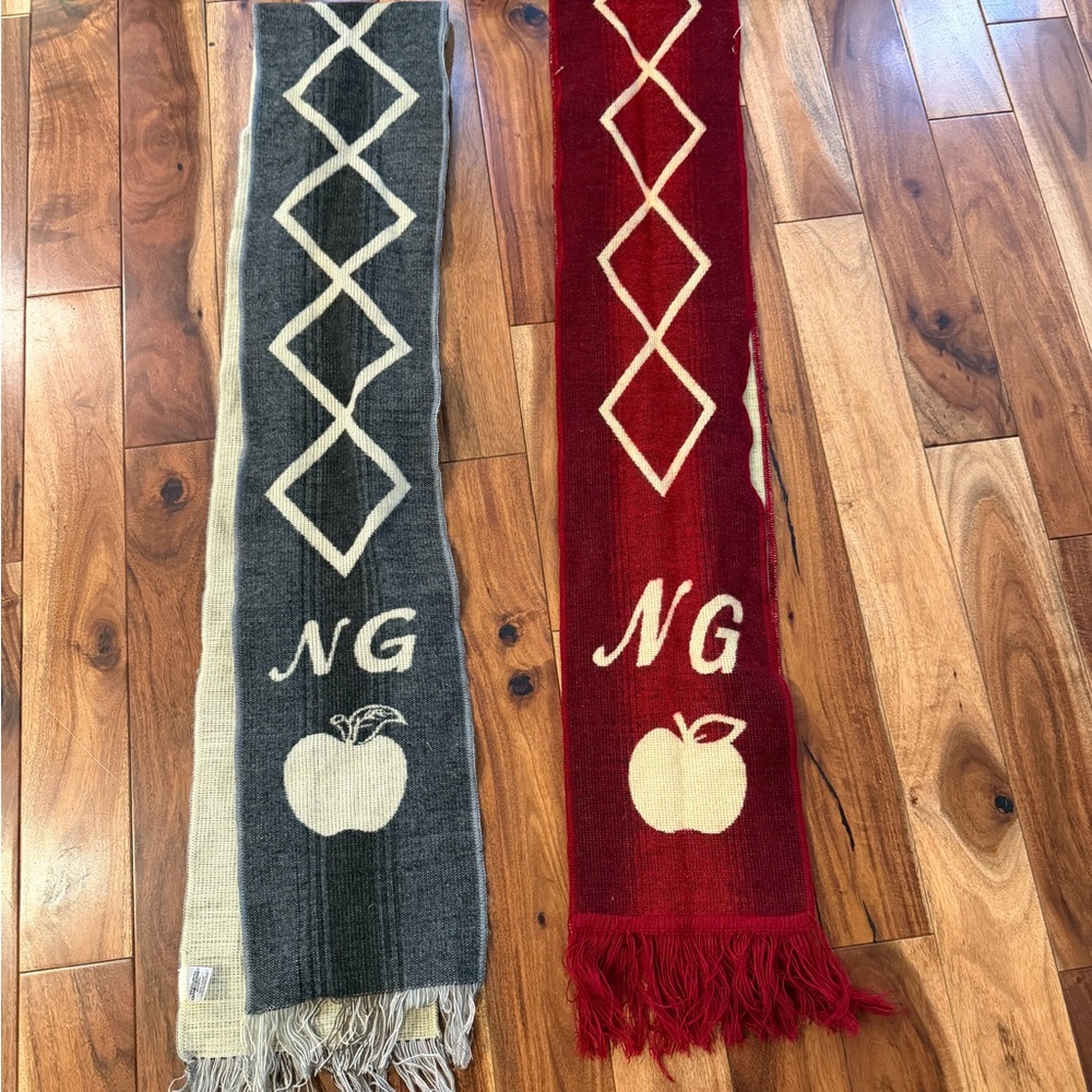 Red and Gray Scarves with Apple Design natural grocers